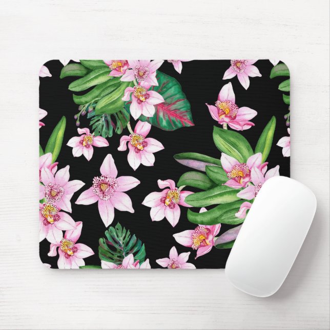 Tapis De Souris Aquarelle Orchidées Design 27 (Avec souris)