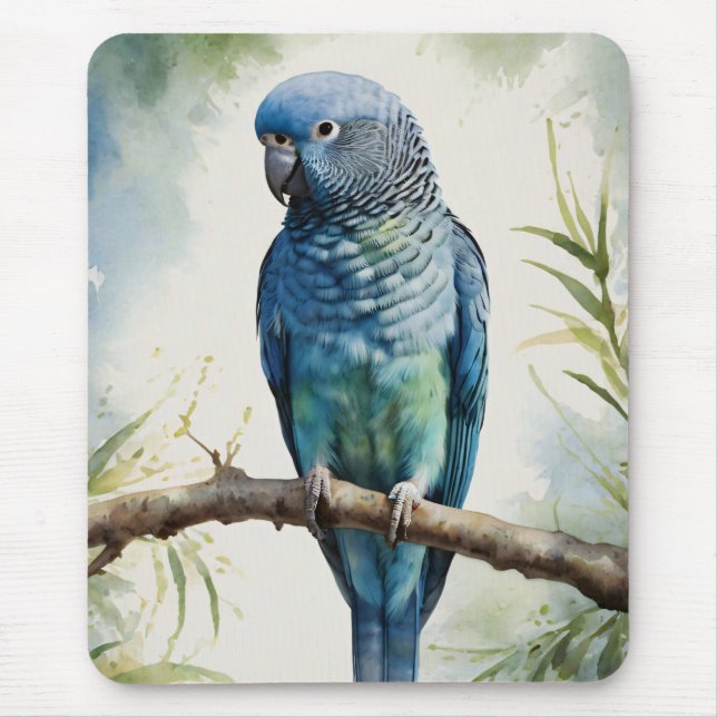 Tapis De Souris Aquarelle Parakee bleu Eucalyptus Tree (Devant)