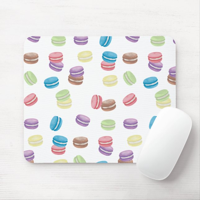 Tapis De Souris Aquarelle Pastel colorée Macarons français (Avec souris)