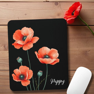 Tapis De Souris Aquarelle Populaire Fleur Art Nom Floral Souris Pa