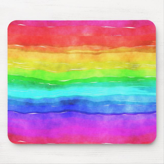 Tapis De Souris Aquarelle Rainbow Strips Design Souris Pad (Devant)