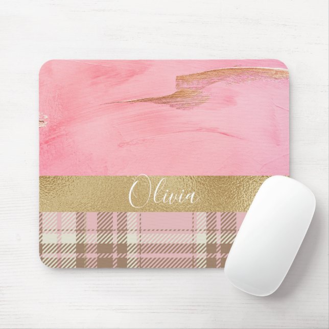 Tapis De Souris Aquarelle rose (Avec souris)