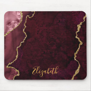 Tapis De Souris Aquarelle Rose Gold Marble Agate Géode