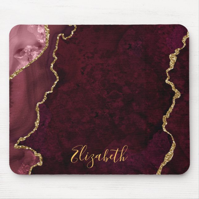 Tapis De Souris Aquarelle Rose Gold Marble Agate Géode (Devant)