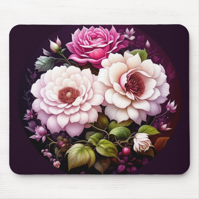 Tapis De Souris Aquarelle rose Roses Floral (Devant)