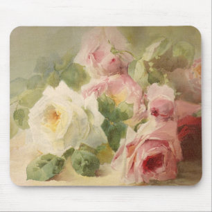 Tapis De Souris Aquarelle rose victorienne vintage