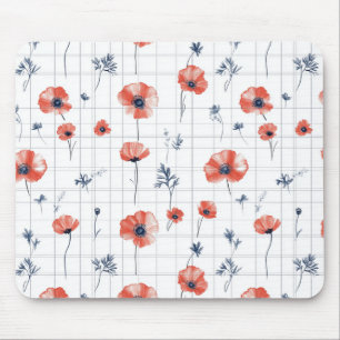 Tapis De Souris Aquarelle rouge Motif sur blanc