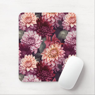 Tapis De Souris Aquarelle Rouge rose Dahlia Motif Design