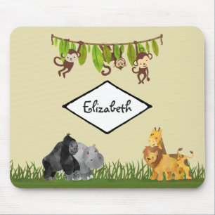 Tapis De Souris Aquarelle Safari Jungle Illustration animale