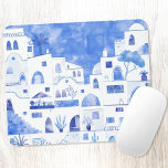 Tapis De Souris Aquarelle Santorin Grèce<br><div class="desc">Une aquarelle de paysage de la belle île grecque de Santorin. Art original de Nic Squirrell.</div>