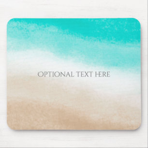 Tapis De Souris Aquarelle Teal & Tan Eau & Sable Plage Tropicale