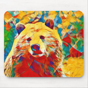 Tapis De Souris Aquarelle Thème Ours coloré Mousepad