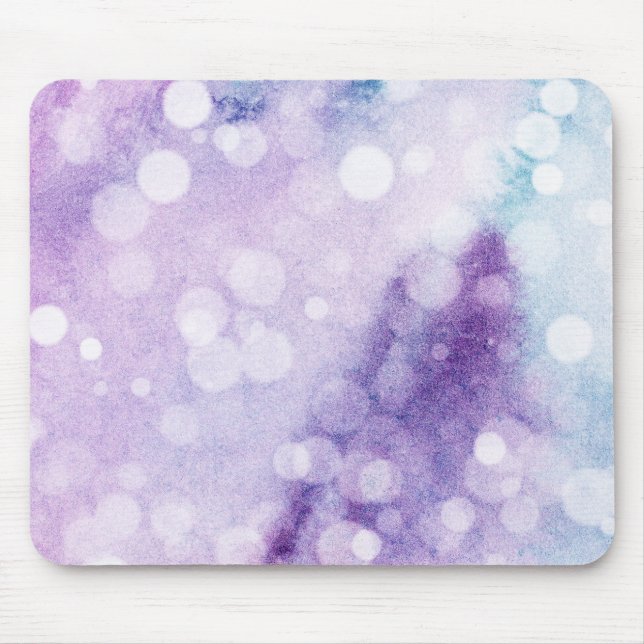 Tapis De Souris Aquarelle turquoise et violet Rainbow Bokeh (Devant)