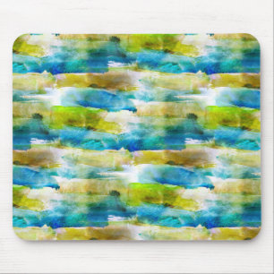 Tapis De Souris Aquarelle vert abstrait, bleu