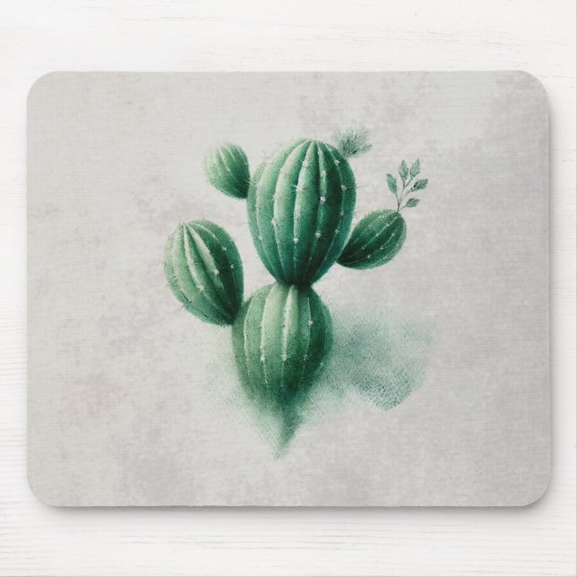 Tapis De Souris Aquarelle Vert Cactus Sud-ouest (Devant)