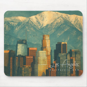 Tapis De Souris Aquarelle vintage de Los Angeles Californie rétr