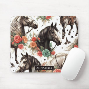 Tapis De Souris Aquarelle vintage Peinture Cheval sans joint