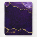 Tapis De Souris Aquarelle violet or Marbre Géode Agate<br><div class="desc">Aquarelle moderne élégante violet violet et or marbre Agate Géode Pad</div>
