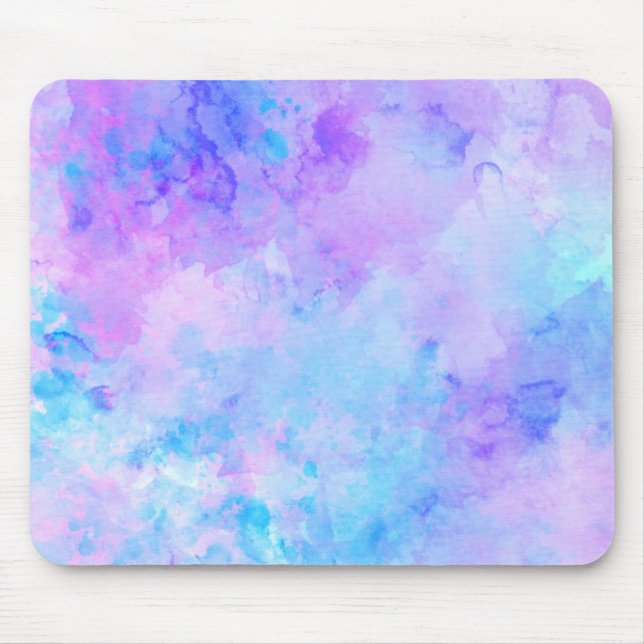 Tapis De Souris Aquarelle violette et turquoise (Devant)