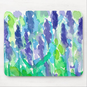 Tapis De Souris Aquarelle violette Fleurs de Lavande