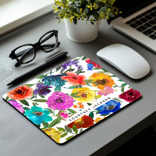 Tapis De Souris Aquarelle vive et audacieuse Florale personnalisée