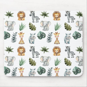 Tapis De Souris Aquarelle Whimsical Adorable Baby Safari Animaux