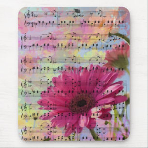 Tapis De Souris Aquarelles girly tendance mignonnes fleurs Gerbera