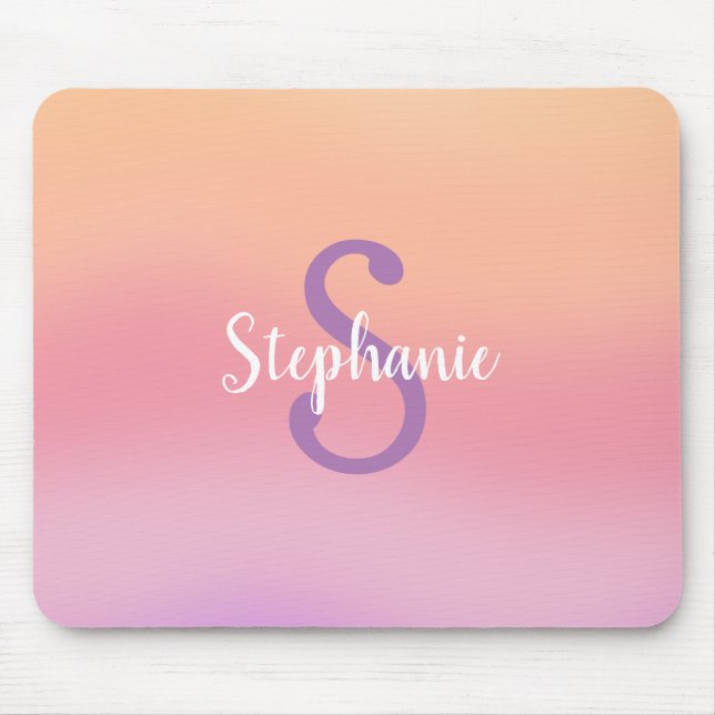 Tapis De Souris Aquarelles violettes Monogramme (Devant)