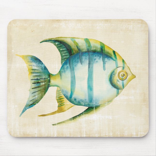 Tapis De Souris Aquarium bleu et jaune Poisson (Devant)
