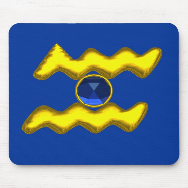 TAPIS DE SOURIS AQUARIUS /GOLD ZODIAC BIJOU D'ANNIVERSAIRE (Devant)