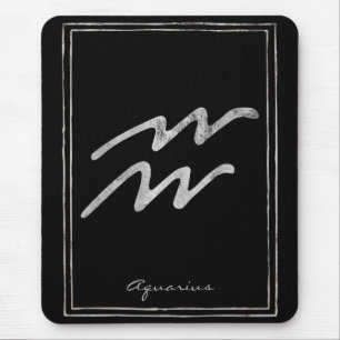 Tapis De Souris Aquarius hammered silver stylized astrology symbol