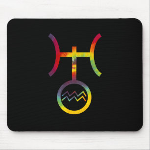 Tapis De Souris Aquarius Uranus Symbole planétaire Tie Dye