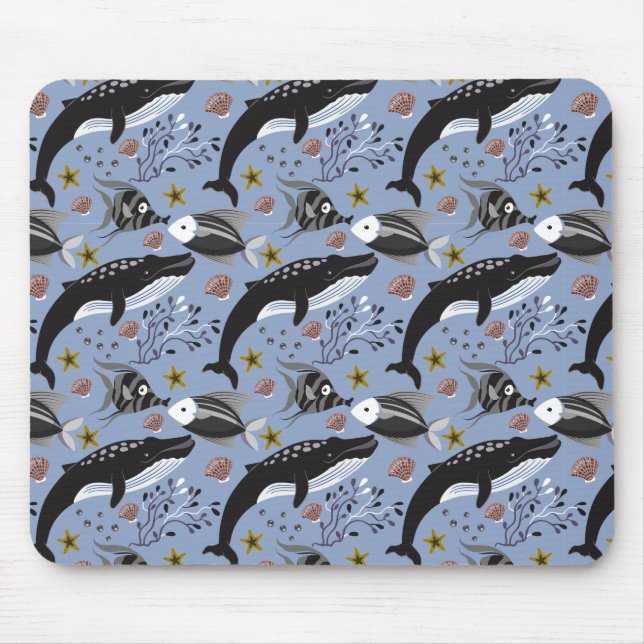 Tapis De Souris Aquatic animals pattern | ocean underwater life 19 (Devant)