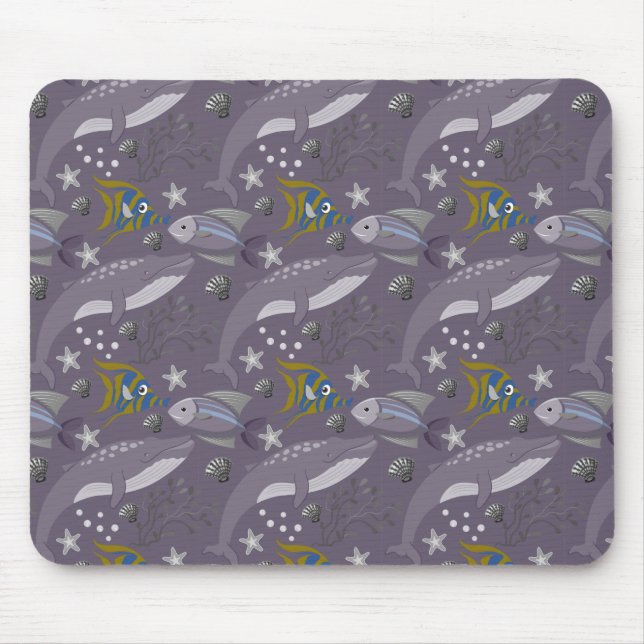 Tapis De Souris Aquatic animals pattern | ocean underwater life 24 (Devant)