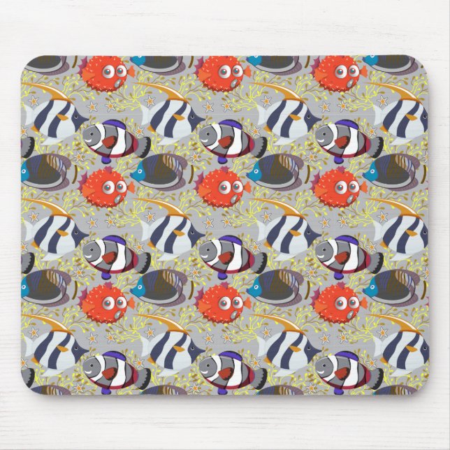 Tapis De Souris Aquatic animals pattern | ocean underwater life 40 (Devant)