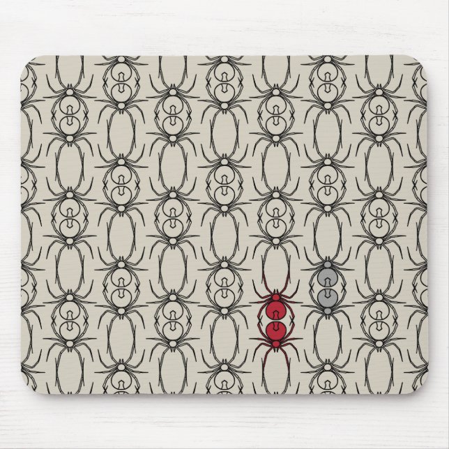 Tapis De Souris Araignées - Blanche d'os et Noir de chaume (Devant)
