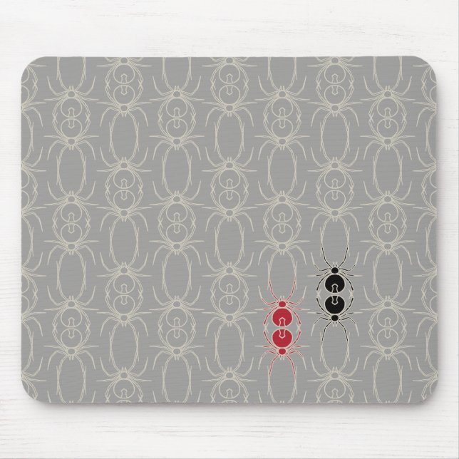 Tapis De Souris Araignées - Gris-fantôme et Oreiller blanc-os (Devant)