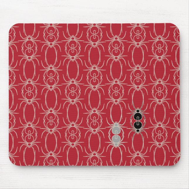 Tapis De Souris Araignées - rouge sang et blanc os (Devant)