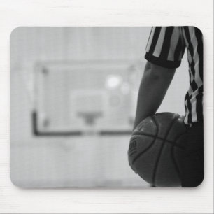 Tapis De Souris Arbitrez le temps (basket-ball) Mous noir et blanc