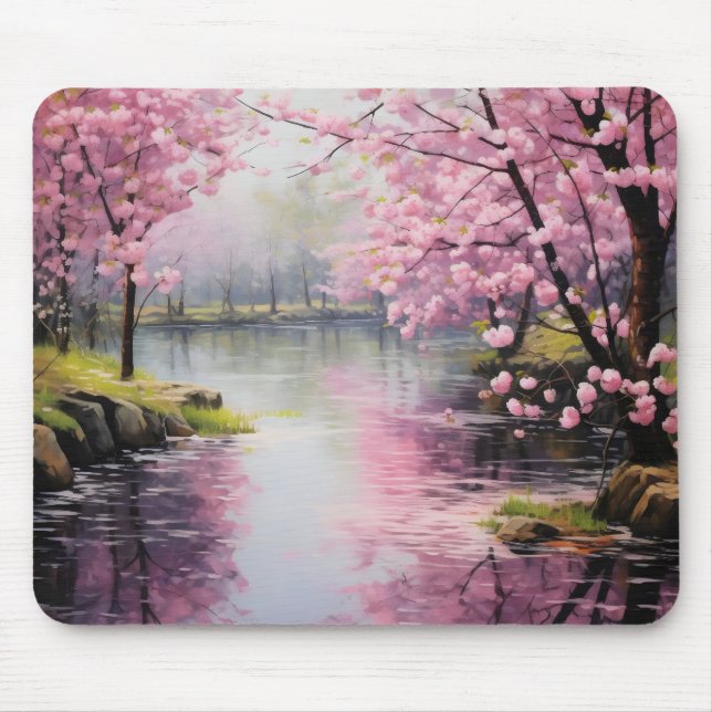 Tapis De Souris Arbre à fleurs rose (Devant)