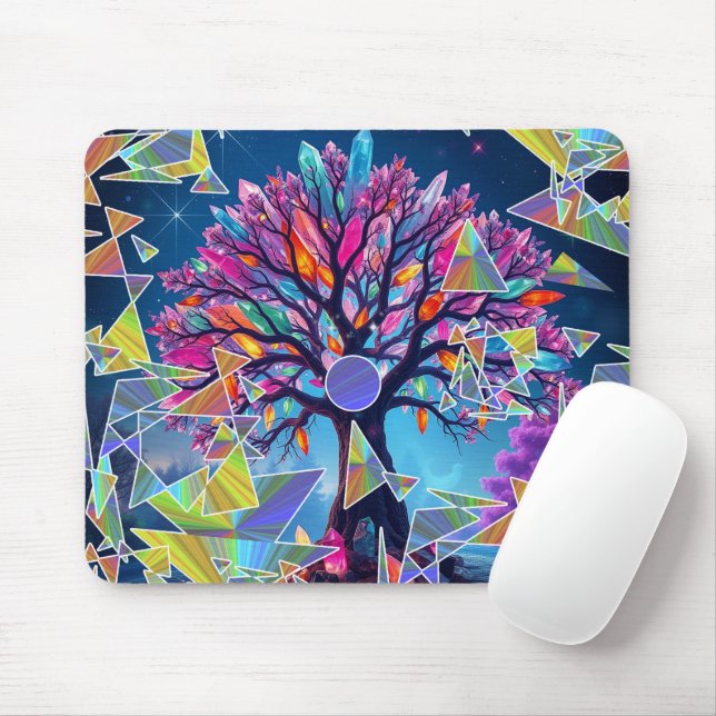 Tapis De Souris Arbre Abstrait Cristal (Avec souris)