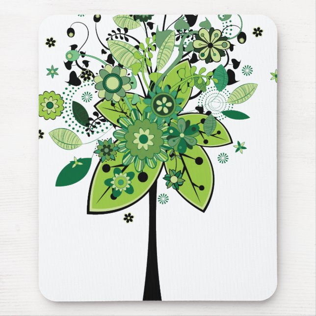 Tapis De Souris Arbre abstrait vert (Devant)