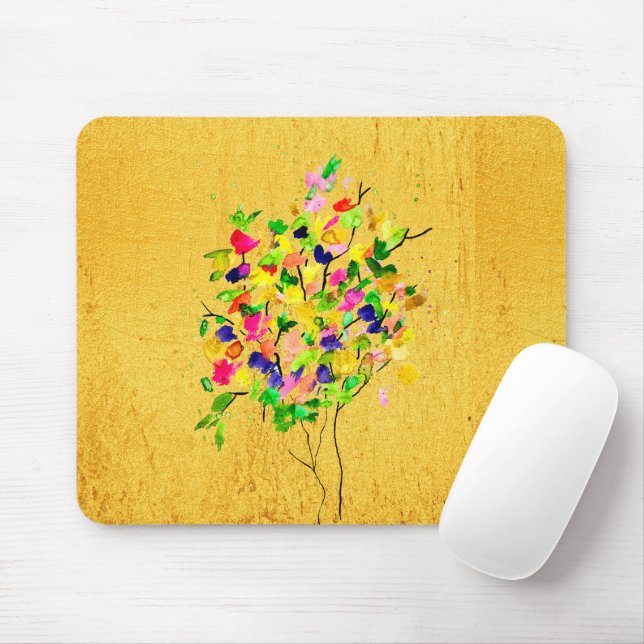 Tapis De Souris Arbre coloré aquarelle (Avec souris)