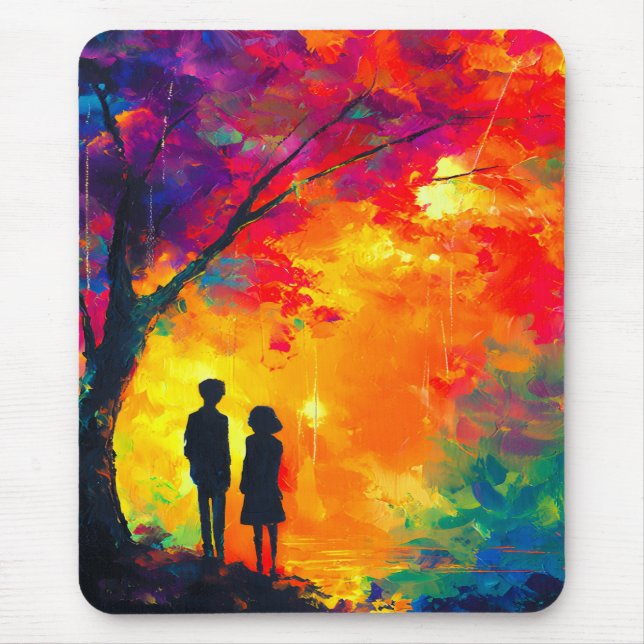 Tapis De Souris Arbre coloré d'amour (Devant)
