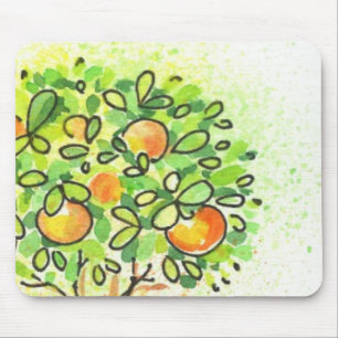 Tapis De Souris Arbre d'agrume peint d'aquarelle dans le pot