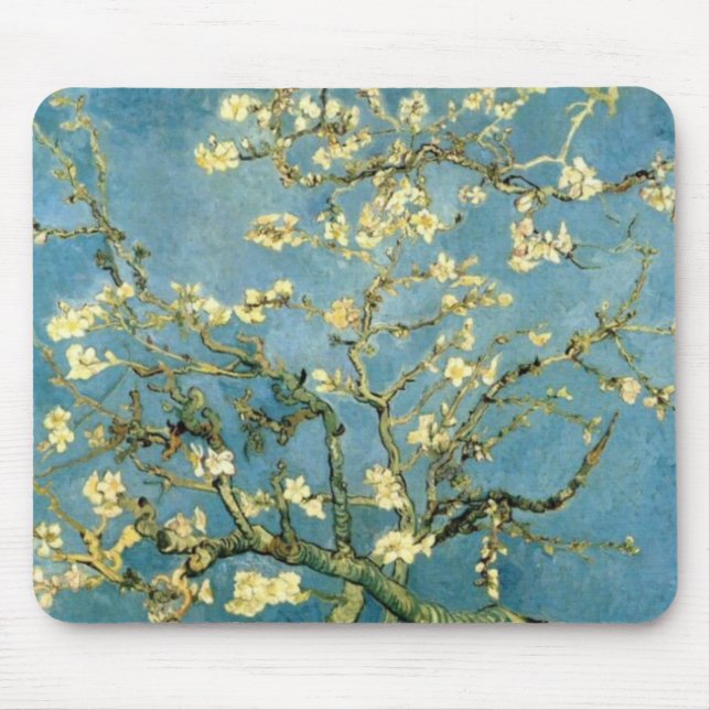 Tapis De Souris Arbre d'amande en fleurs par Van Gogh (Devant)