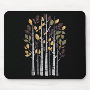 Tapis De Souris Arbre de bouleau amant d'automne saison feuilles d