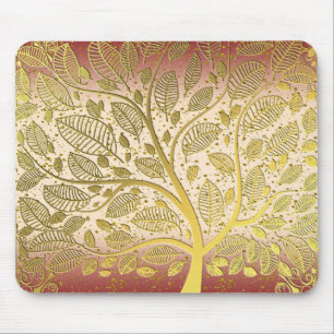 Tapis De Souris Arbre De La Parties scintillant De Vie D'Or Modern