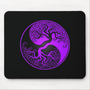 Tapis De Souris Arbre de la vie pourpre et noir Yin Yang
