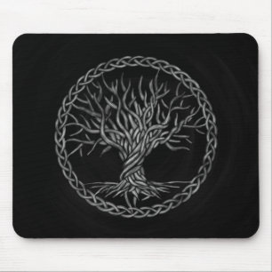 Tapis De Souris Arbre de la vie - Yggdrasil - gamme de gris